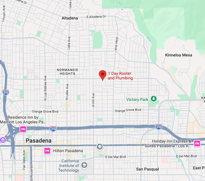 1 Day Rooter and Plumbing Pasadena CA service area map
